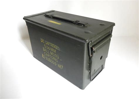 vintage metal ammo box